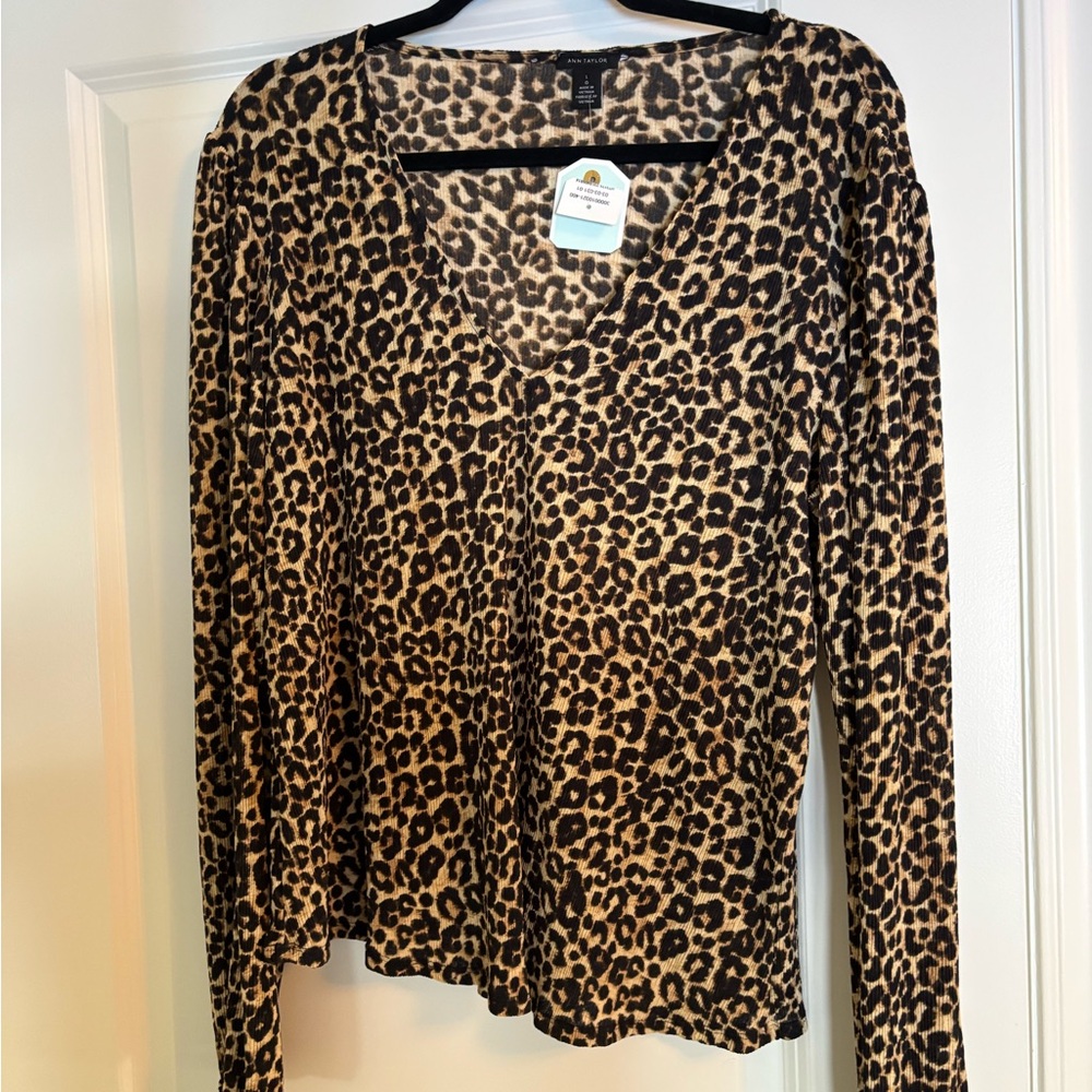 Ann Taylor Animal Print Long Sleeve Top